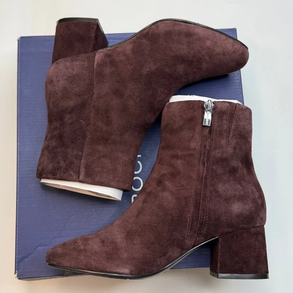 Rockport Women's Okaeli Zipper Booties- Dark Wine Suede- Size 5M